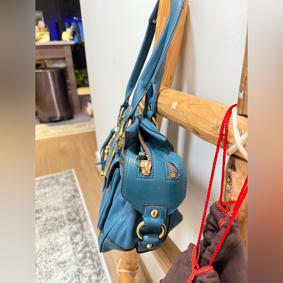 Coach Teal Hampton Lindsay Satchel Bag Vintage Leather Satchel Bag. - Picture 5 of 16